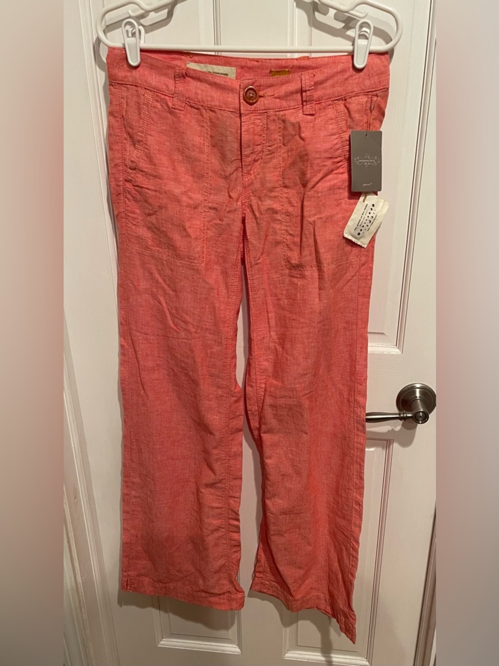 Anthropologie Coral Linen Blend Wide-Leg Pants 2